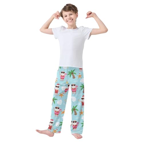 Boys' Pants Tropical Christmas Summer Santa Claus Long Bottoms Jogger Pants Elastic Waist Trousers with Pockets S-XL2