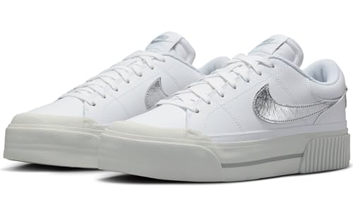 Nike Nike Court Legacy Lift DM7590 Women's Shoes, White Metallic Silver Light Bone, 6
