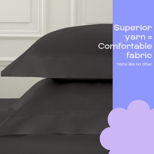 The Thread Work - Premium Quality 600 Thread Count 100% Egyptian 2 Piece Pillowcase Set With Italian Finish - King Size, Elephant Grey Colour #TOP5