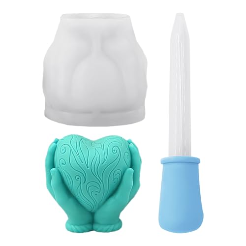 1 Moule En Forme De Coeur, 1 Compte-Gouttes, Moule En Silicone 3D, Moule À Bougie D'Amour, Moule De Fabrication Artisanale