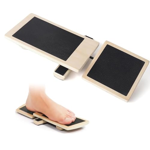 Tabla de Equilibrio de Una Sola Piernas,Smavles Entrenador de Tobillo y Pie de Madera, Antideslizante Tabla de Equilibrio, Balance board Para estiramientos de tobillo y ejercicios de estabilidad