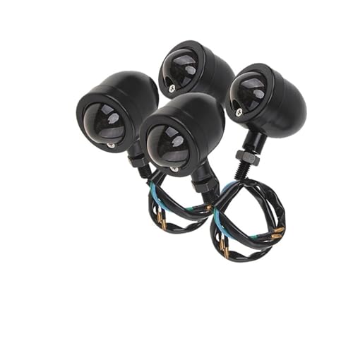Intermitentes de moto universales en color negro con bombilla ambar pack de 4 unidades