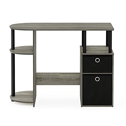 Furinno JAYA Desk, 38.4" Wide Gaming Desk with Bin Drawers, Computer Desk with Side Shelf, Office Desk for Study, Home Office, Bedroom, Dorm, Study Room, French Oak - image 6