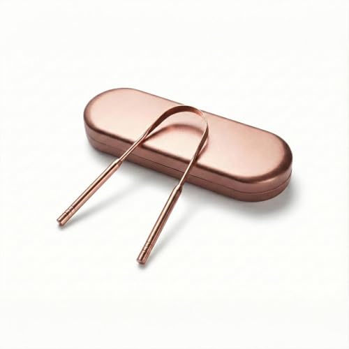 Kit Raspador Limpador De Língua Com Estojo Inox STX (Cobre)