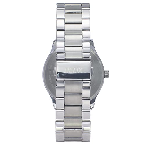Image of Helix by Timex Analog Watch for Man with Blue Round Dial & Silver Stainless Steel Bracelet Band Water Resistant Men's Wrist Watches - TW043HG17