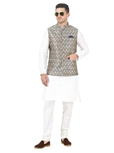 Image of Badoliya & Sons Men's Brocade Zari Nehru Jacket /Waist Coat