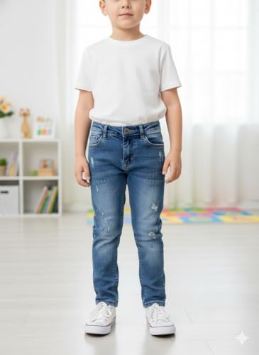 Image of A.T.U.N. (ALL THINGS UBER NICE) Boys Washed Denim Jeans | Regular Fit Stretchable Jeans with Mid Rise | Stylish Everyday Wear