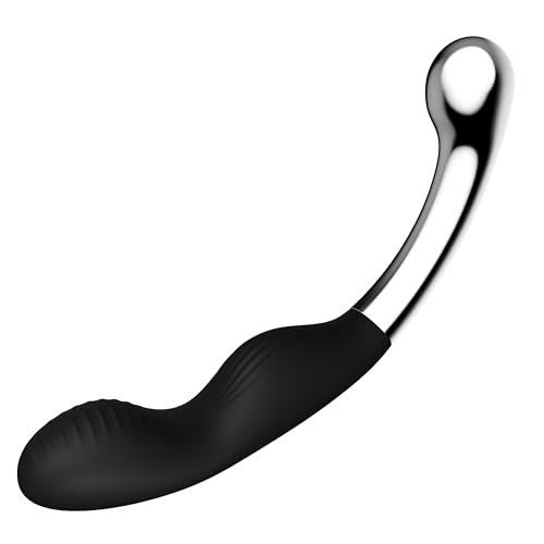 Prostate Massager Anal Dildo Metal Prostate Wand G Spot Stimulator Double Ended Curved Dildo Prostate Massage Device Anal Hook Large Butt Plug Anal Sex Toy for Women Men Couples(1.06lb)
