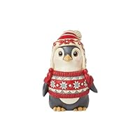 Enesco Jim Shore Heartwood Creek Nordic Noel Penguin in Sweater Miniature Figurine- Stone Resin Hand Painted Crafted Collectible Mini Figurines Christmas Home Decor Statue, 4.02 Inch