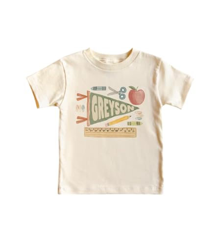 Pennant Name Shirt for Kids, Cute Back to School Girls Shirt, First Day of School Tee, Toddler First Day Tee