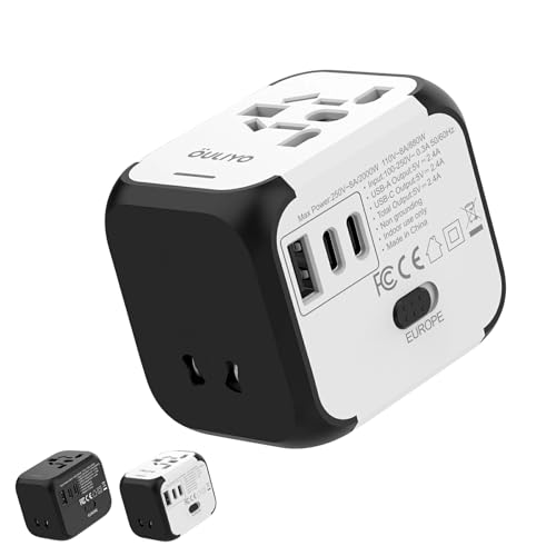 �C�O��p �ϊ��v���O �}���`�A�_�v�^�[ 5�^�C�v�Ή��iA/C/SE/O/BF�jUSB-A USB-C�t�� 200�����Ή� 110V-250V�Ή� ���^ �y�� �����{�����g�p�s�� (�z���C�g)