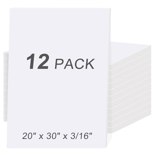 MYFAMIREA 12 Pack White Foam Board 20" x 30", 3/16" (5MM) Thick Board Poster Acid-Free Foam Core, Double Sided Foamboard Sheets for Projects, Art, Craft, Presentations and Wedding Signage by MYFAMIREA - Used condition - US$43.53