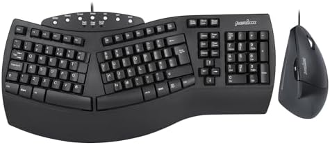 Perixx PERIDUO-512B, Wired Ergonomic Keyboard and Vertical Mouse Combo - USB - Black - UK QWERTY
