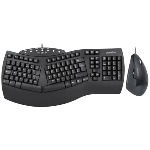 Perixx PERIDUO-512B US, Wired Ergonomic Keyboard and Vertical Mouse Combo - USB - Black - US English Cover