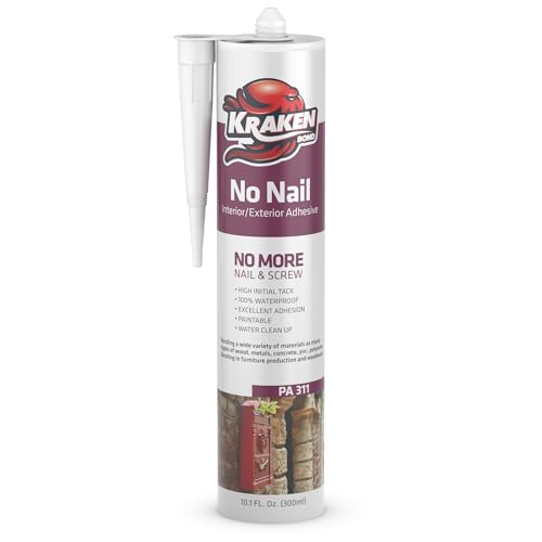 Image of KRAKEN BOND No More Nails Clear Polyurethane Adhesive - 100% Waterproof (D4) and Sealant for Wood, Ceramic, Tile, Floor, Granite, Rubber | 1 Pack, 10.1 Fl. Oz.