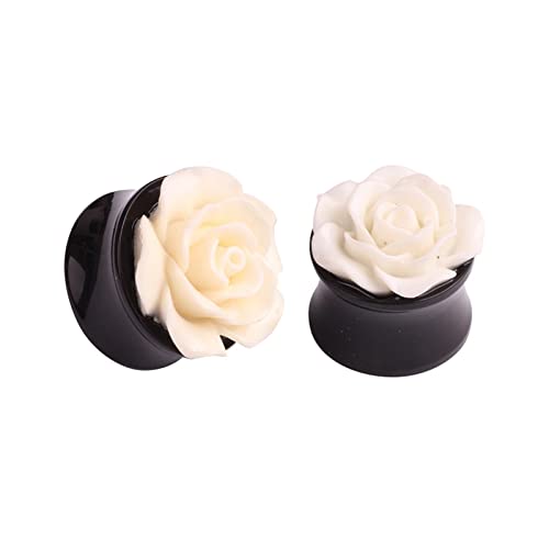 Boucles d'oreilles Tunnel en Acrylique pour Femme | Jauge d'Oreille Rose Blanche