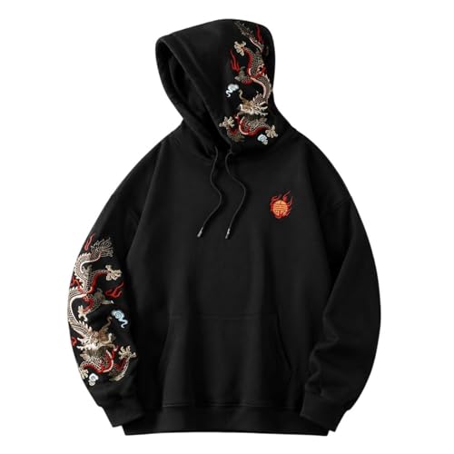 Sweat-shirt homme imprimé dragon original et coupe cintrée tendance