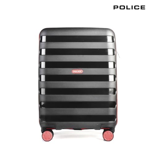 Image of Police Primex Bi-Color Trolley Bag | Hard PP Check-in Suitcase with TSA Lock & 8 Spinner Wheels | Lightweight Travel Luggage for Men & Women | Black /Red (Medium)