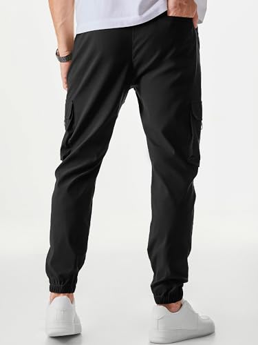 JMIERR Mens Cargo Pants Casual Lightweight Elastic Waist Drawstring Tapered Pant with Pockets2