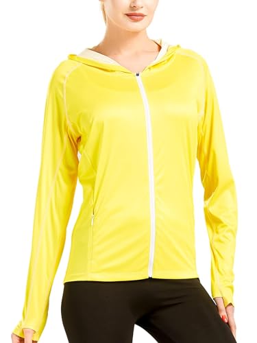 Veste à capuche légère UPF 50+ femme jaune L