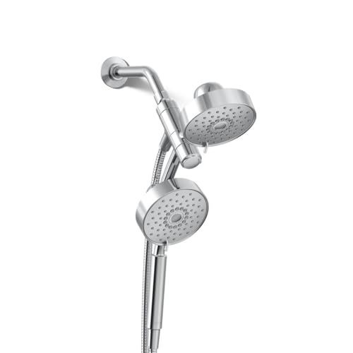 KOHLER 23219-CP Purist 2-in-1 Multi Function Shower Kit includes SHOWERHEAD & HAND SHOWER with Full Coverage & Rotating Rail, Polished Chrome, 2.5 GPM