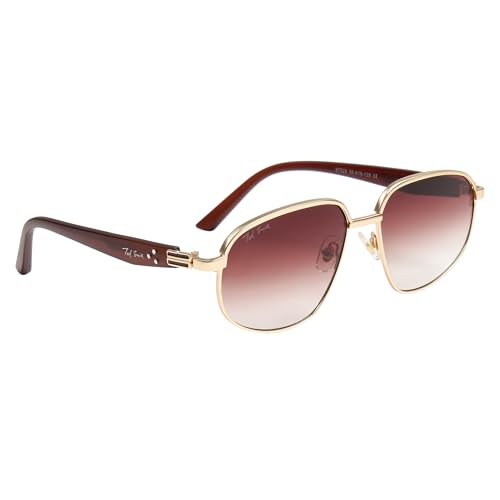 Image of Ted Smith Unisex Aesthetic-Bold Gold-Brown Aviator Sunglasses with UV Protected Lens