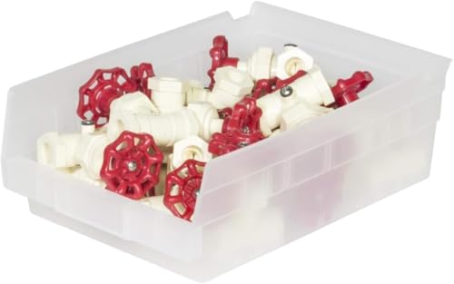 Image of Akro-Mils 30150 Plastic Shelf Bins, Heavy Duty Storage Bins for Garage, Closet, and Drawer Organization, 12 inch x 8 inch x 4 inch, Red, 12-Pack