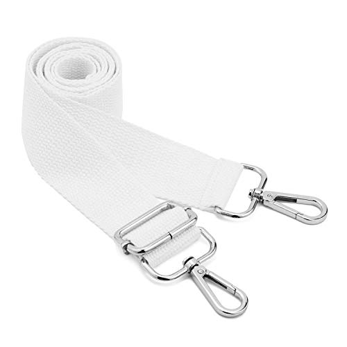 DEVPSISR Wide Shoulder Purse Strap Replacement Adjustable Belt Canvas Bag Crossbody Handbag (Silver Buckle-White) by DEVPSISR - Used condition - US$8.52