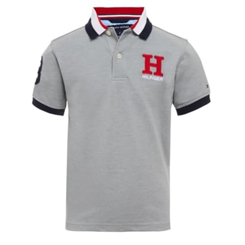Tommy Hilfiger Boys Short Sleeve Premium Pique Polo Shirt, Button Closure, Soft & Comfortable