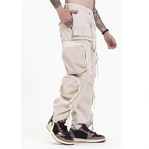XYGJZ Cargo Pants for Men Grunge Elastic Waist Straight Leg Cargo Pants with Multi Pockets2