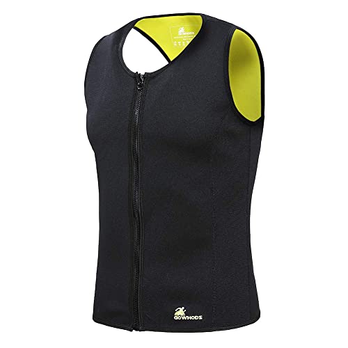 Gowhods Waist Trainer Sweat Vest for Men,Hot Neoprene Sauna Tank Top Vest with Zipper,Gym Workout Suit