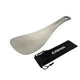 TITAN MANIA(チタンマニア) しゃもじ チタン製 軽量 頑丈 直火 一体型 調理器具 キッチンツール キャンプ ソロキャンプ アウトドア用品 キャンプ用品 収納袋付き