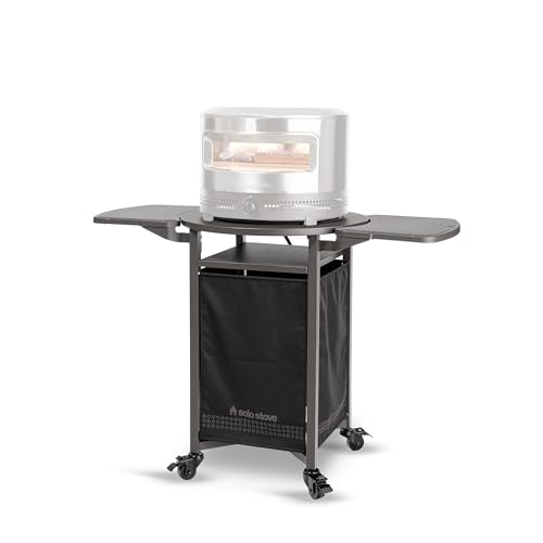 Solo Stove Pizza Oven Cart for Outdoor Pi Pizza Ovens | Portable Pizza Oven Table, Compatible with the entire Pi family, Locking Wheels, Foldable Shelves, Steel, Height: 35.75 in, Weight: 43 lbs