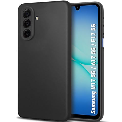 Image of TheGiftKart Sleek Back Cover Case for Samsung Galaxy M17 5G / A17 5G / F17 5G | Slim Fit Protective Design | Ultra Matte Finish | Camera Protection Bump | Soft Silicon Back Cover (Silicone, Black)