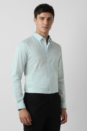 Image of Peter England Men's Slim Fit Full Sleeve Pin-Striped Formal Shirt | Cotton-Rich | Wonder Fabric | Pin Point Oxford