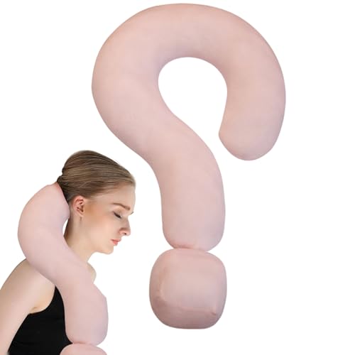 Almohada de cuello para viajes, almohada de contorno de signo de interrogación grande de 21.65 pulgadas, manta suave para soporte de cuello y cabeza, avión multifuncional para dormir y viajar