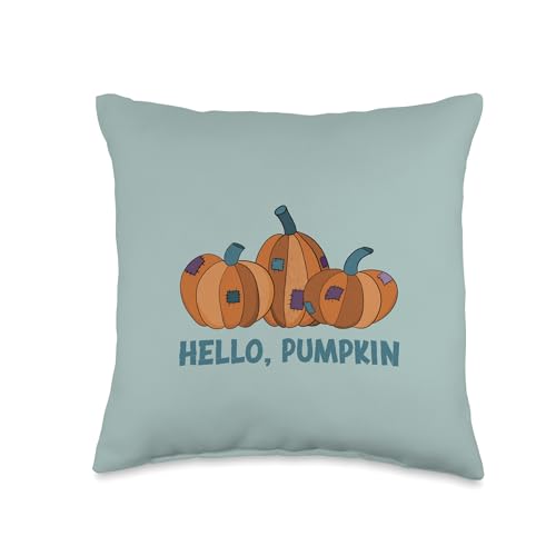 Awkward Design Co. Hello, Pumpkin Cute Fall Autumn Halloween Themed Graphic Throw Pillow, 16x16, Multicolor