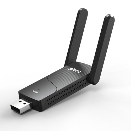 PLERY AX900 WiFi 6 USB WiFi Dongle Bluetooth WiFi Adapter for PC Desktop Dual Band 5GHz & 2.4GHz WiFi Adapter High Gain Antenna Built-in Driver for Windows 10/11 WPA3 Security Easy Setup