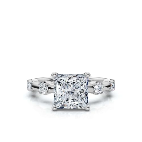 1-5 CT Princess Cut Moissanite Engagement Ring For Women 10K 14K 18K White Gold & 925 Sterling Silver Accent Solitaire Engagement Ring Christmas gift for Women(3ct 8 MM, Princess)