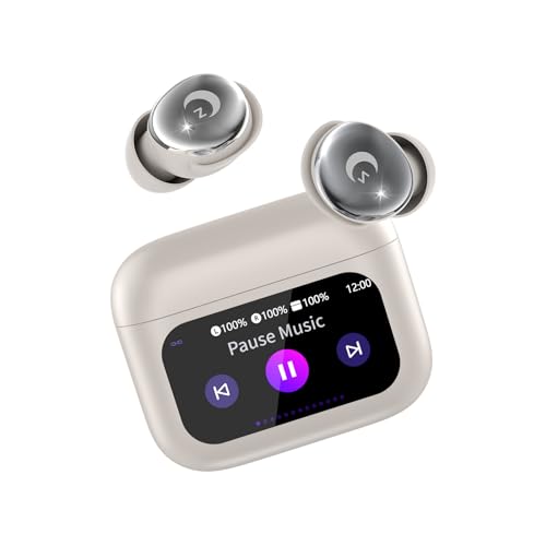 Image of Sleep Earbuds Bluetooth 5.4 in Ear Smart Touch Screen Ear Buds, 48H Playtime Mini Sleep Headphones Small Design for Side Sleepers, 5 EQ Modes, Crystal-Clear Calls, IPX7 Waterproof Earphones Off White