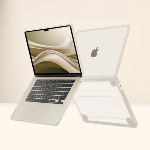 MOSISO Shock-Absorbing Hard Case Compatible with MacBook Air 15 inch M5 2026 M4 M3 M2 2025-2023 A3448 A3241 A3114 A2941,Anti-Cracking Heavy Duty Hard Shell with TPU Bumper&Keyboard Cover, Starlight by MOSISO - Image 5