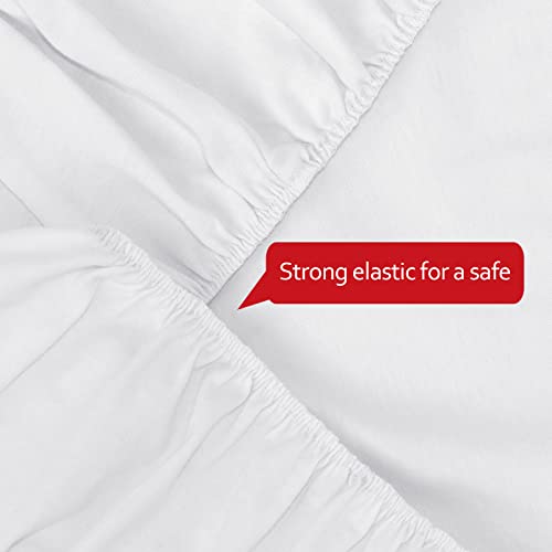 Travel Crib Sheet 100% Organic Cotton Fits Guava Lotus, Baby Bjorn, Dream On Me Travel Crib Light Playard, Ultra Soft Breathable Sheet, Unisex, Boys & Girls, White #TOP4