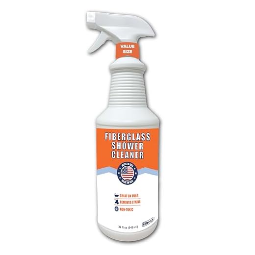Tillbrook Fiberglass Shower Cleaner - 32 oz Fiberglass Cleaner for Bathtubs, Showers, Tile, Faucets & Bathrooms - Helps Remove Stains from Rust, Soap Scum & Hard Water - Streak-free, Non-Toxic Spray