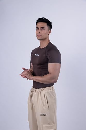 Image of COITONIC Men Compression Half Sleeves Round Neck T-Shirt for Gym and Sports Wear
