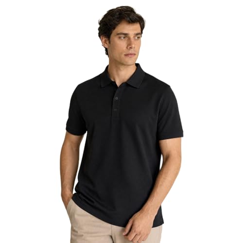 Image of NOBERO Men's Cotton Solid Regular Fit Polo Shirt