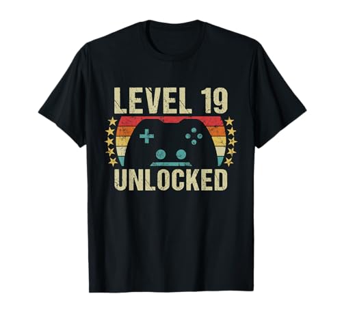 Gaming Vintage 19th Birthday Gift 19 Year Old Boy Girl Gamer T-Shirt
