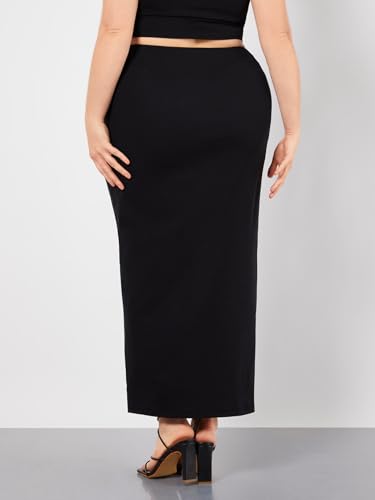 Women's Plus Size Long Pencil Skirts Elastic High Waisted Bodycon Skirt2