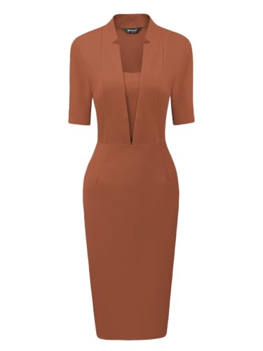 Image of Allegra K Work Dresses for Women's Short Sleeve Business Pencil Dress