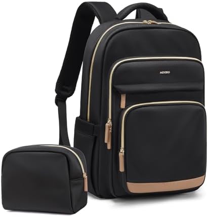 Laptop Backpack for Women,Travel Backpack with Laptop Compartment,Casual Daypack College Bookbag Computer Backpack for Work with Small Organizer Bag,Black