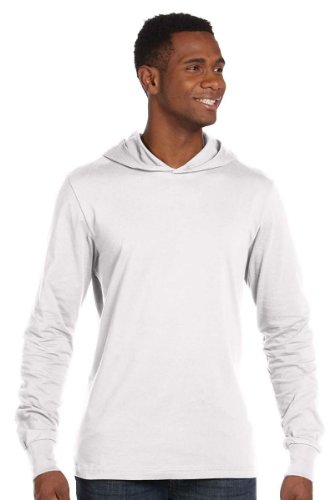 Bella Canvas Unisex Jersey Long-Sleeve Hoodie, 2XL, White